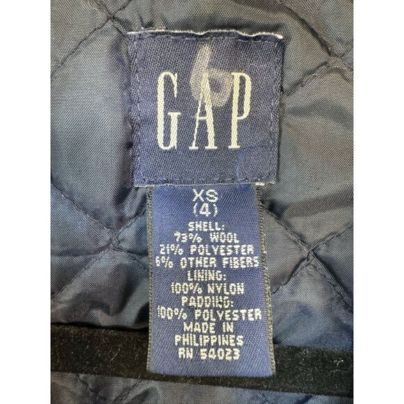 Gap Kids Wool-Blend Hooded Coat XS (S) Navy Quilted Lining & Large Pockets - Picture 2 of 10